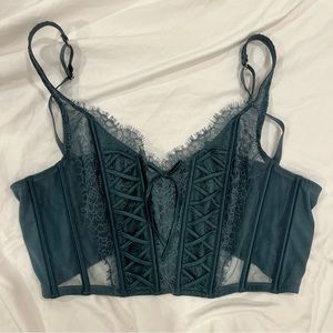 Victoria’s Secret Unlined Lace Up Corset Top in Midnight Jade 💚 🌙✨